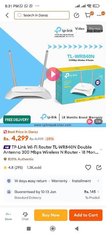 Tp-Link WR840N wifi Router Slightly Used 2