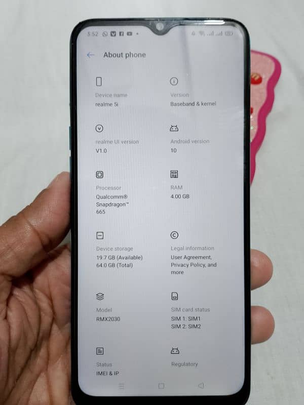 Realme 5i with box, 4/65 , 10/10 condition urgent sell 2