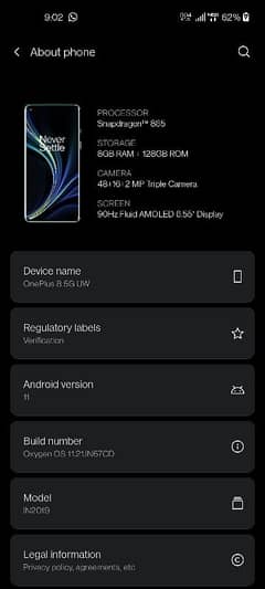 OnePlus 8 single sim PTA approved