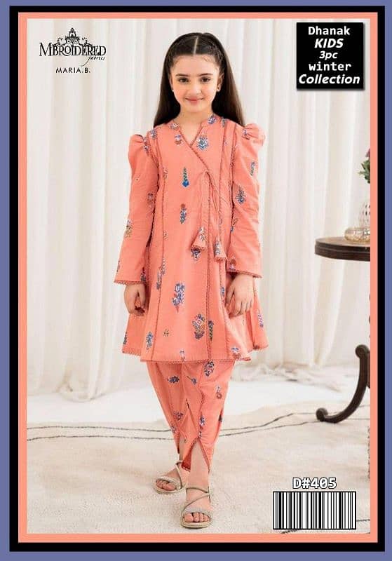 Charming peach embroidered kurta set for girl 3,PCs 0