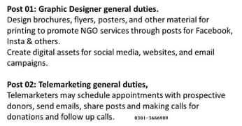 Graphic Designer + Telemarketers Required