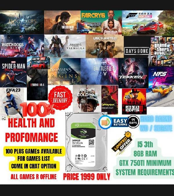 Harddisk Full of games/Gta 5 /PC games /CD games/ PC game 1