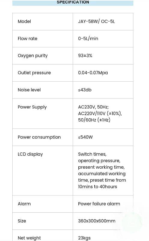 oxygen concentrator longfian make. almost new 2