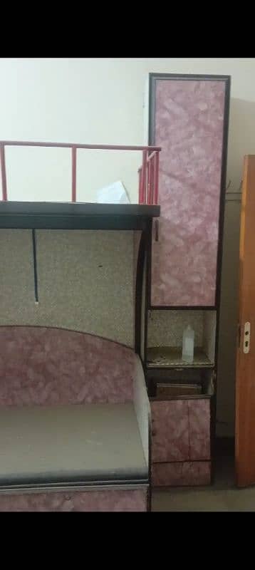 Wooden Corner Bed. with Drawers and cabinets 1