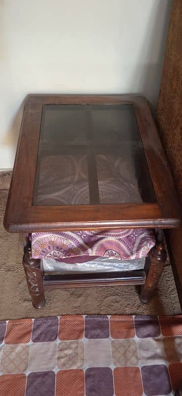 3 Table (Wood & Glass) (1 Center Table & 2 Side Table) 4