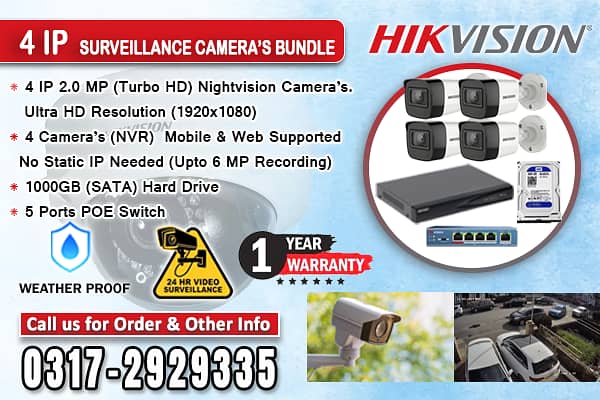 4 IP Cameras Bundle Brand HIKVision 0