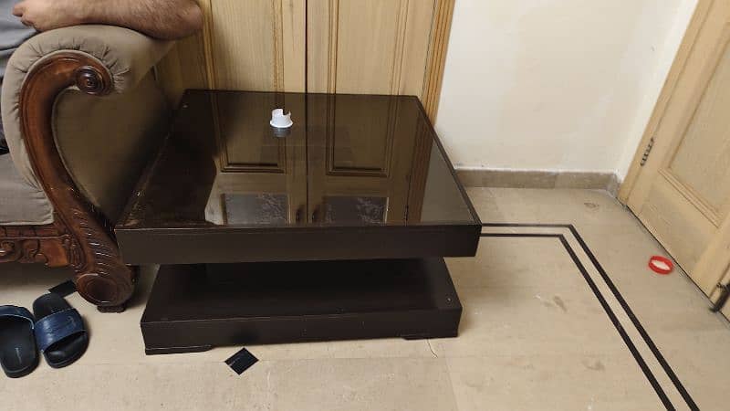 wooden heavy weight solid table with glass 2