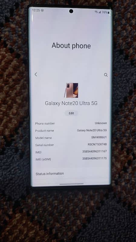 samsung note 20 ultra 5G 12/128 0