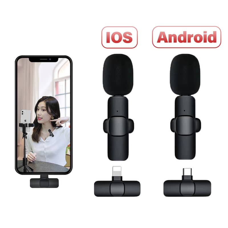 Mobile wireless mic k35 dual android and type c and BM800 v8 mic 2