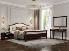 Bed Set - Bedroom Set - Double Bed - Wooden Bed - Bed with Side Table