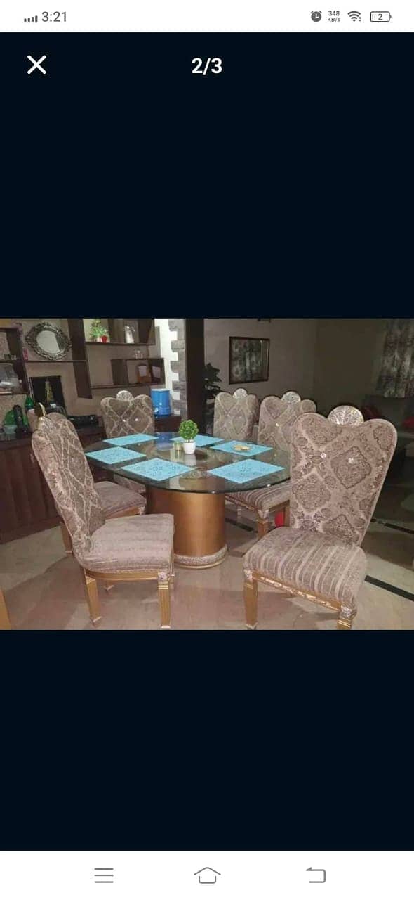 6 Seater Heavy glass top Dining Table for Sale 0