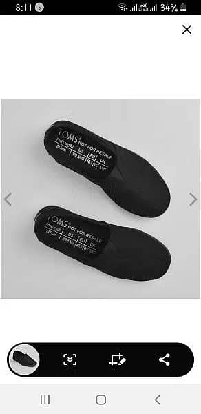 TOMS UNISEX BLACK CANVAS SHOES 4