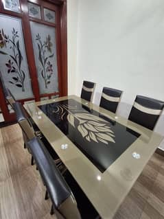 6 person , new thick glass dinning table