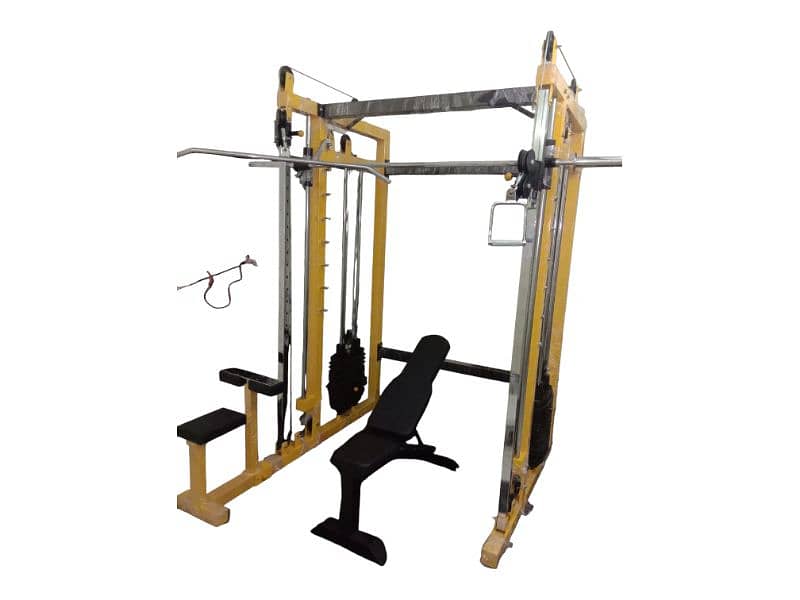 Smith machine cable cross over function trainer squat rack lat gym 0