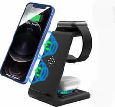 Wireless Charger,3 in 1 Fast Wireless Qi Charging Station Dock Stand