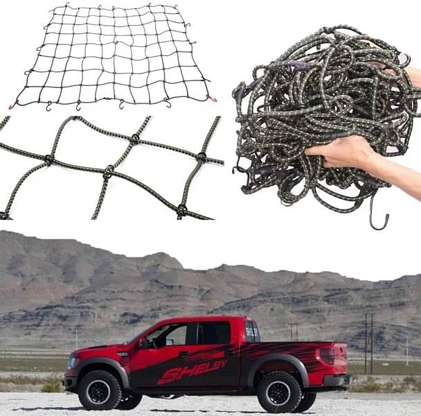 Stretchable Cargo Net For Roof Carriers and Double Cabin Trucks 130x1 1