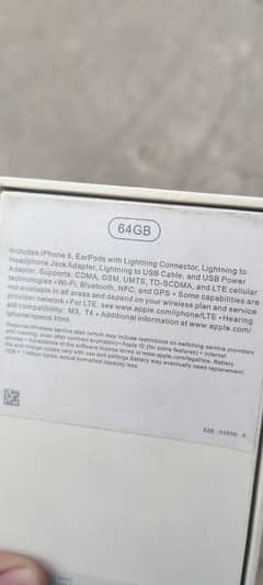 I phone 8 pta approved with box and cable