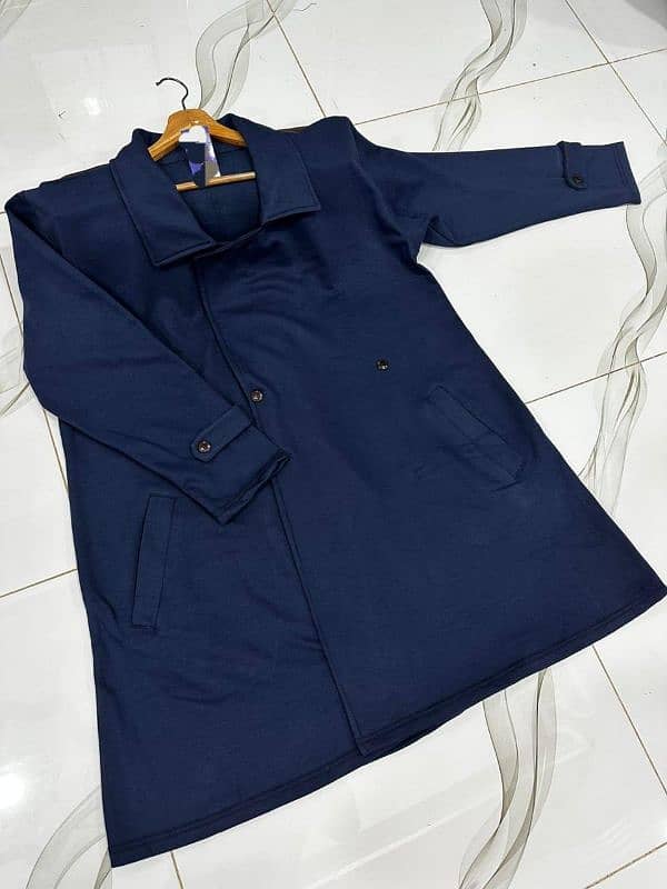 stylish blue fleece trench coat-1 pc for women,s fashion 1