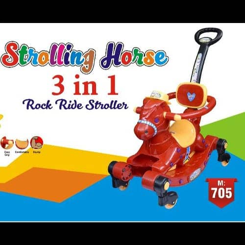 Stroller Horse light music 3in1 | Baby Pushing Walker | Kids Pram 0