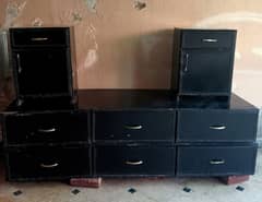 Storage boxes/Single Bed/Double bed and Side tables