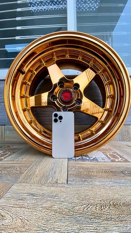 Rotiform Deep Dish Gold Chrome 114pcd Brand New Alloy Rims 0