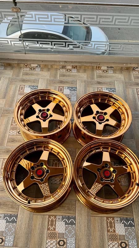 Rotiform Deep Dish Gold Chrome 114pcd Brand New Alloy Rims 3