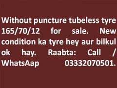 Without puncture tubeless tyre 165/70/12 for sale.