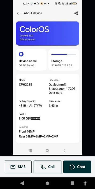 oppoReno 6  I am selling  rem 8 memory 128 4