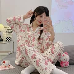 3 pcs Hello kitty winter Night suit for Women