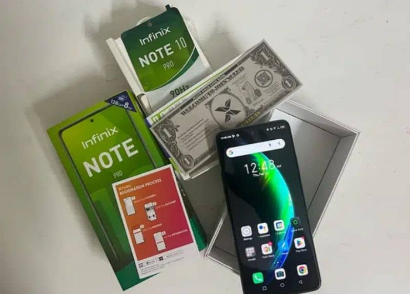 infinix note 10 pro brand New pinpak 8+128 full box  neche ful ad prle 0