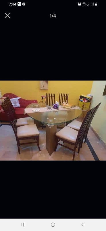 Triangular double glass dinning table 1