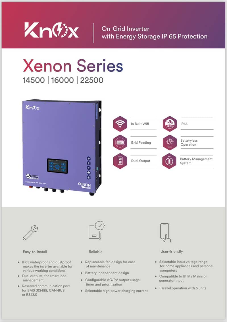 knox Hybrid Ongrid Inverter 4kw, 6kw, 8kw, 10kw, 15kw, 20kw 3