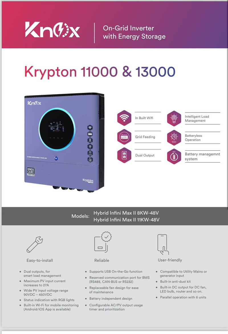 knox Hybrid Ongrid Inverter 4kw, 6kw, 8kw, 10kw, 15kw, 20kw 7