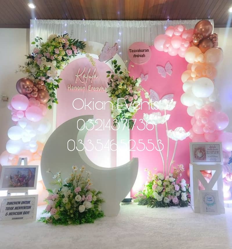 birtday parties,Flowers decore,Aqiqah,Bridal Shower,Ballon decore 2