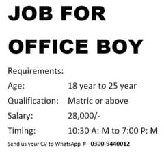 JOB FOR OFFICE STAFF