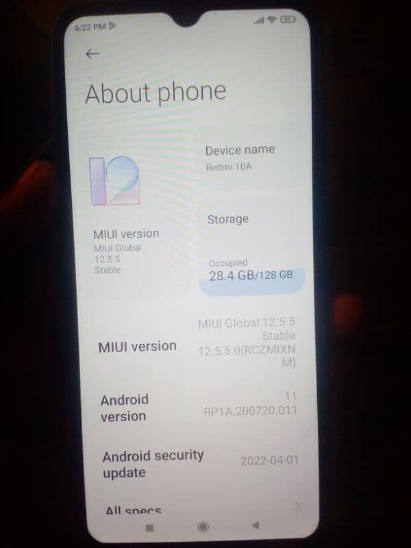 Redmi 10A 6+2 128 exchange possible 3