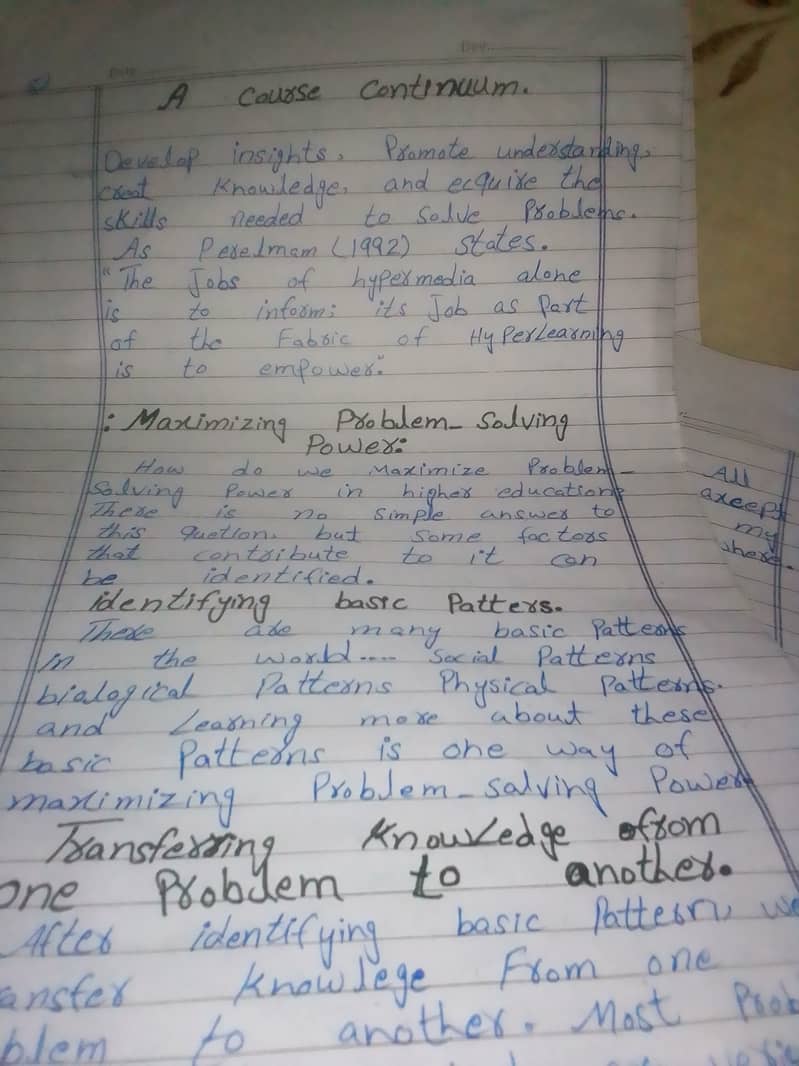 Hand writing assignment work 0