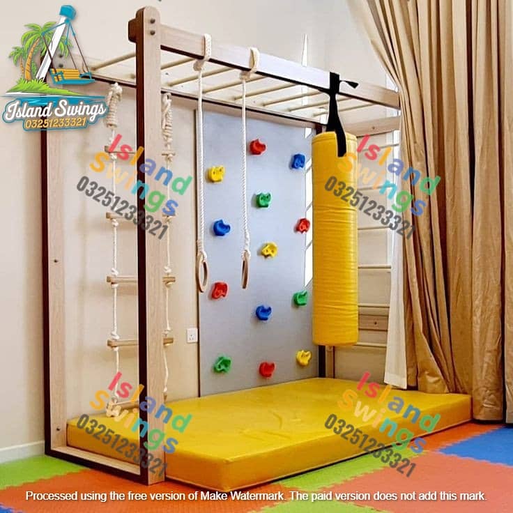 Slide/Swings/jhula/Spring rider/jungle gym/gazebo/bar/wall climbing 9