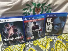 ps5 disc , Tekken 8 , uncharted 4 , last of us 2