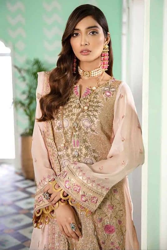 Formal chiffon gul Ahmed full embroidered dress 1