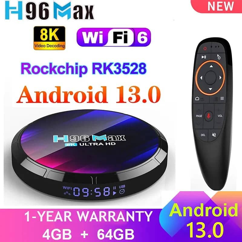 H96 MAX Android 13 TV BOX 4GB 64GB 1