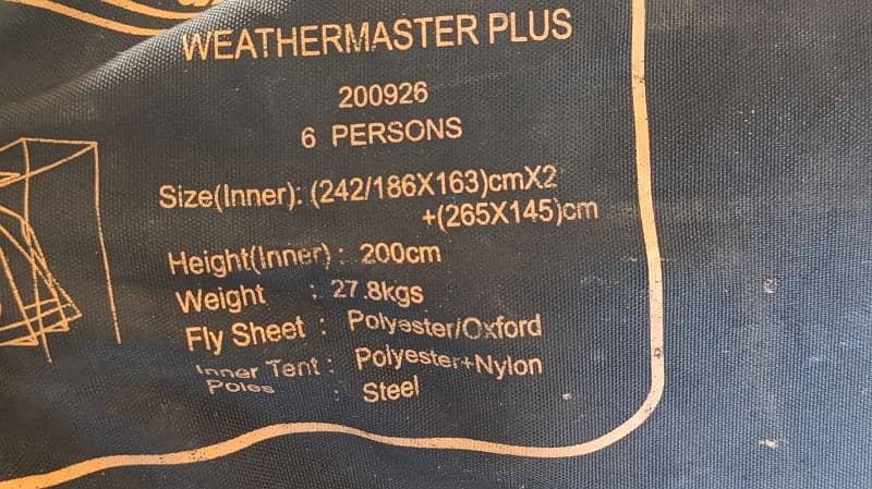 Tent for 6 person Coleman Weather Master plus company. 1