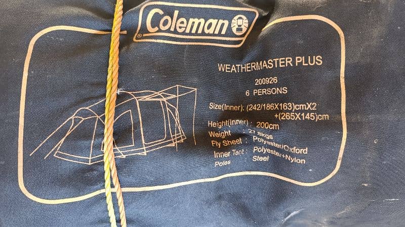 Tent for 6 person Coleman Weather Master plus company. 4