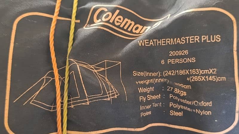 Tent for 6 person Coleman Weather Master plus company. 5