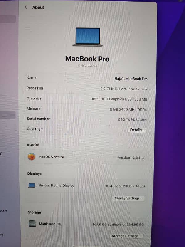 MacBook Pro 2018 15.6" 1