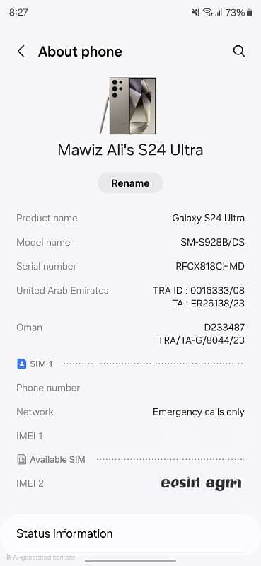 Samsung s24ultra 10/10 just 3 month use non/pta 7