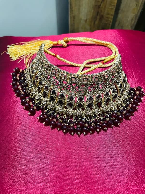 artificial bridal set with jhumka teeka 0