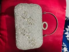 silver bridal hand bag new