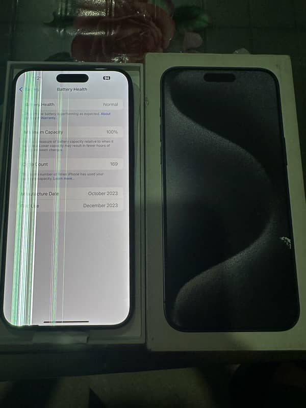 iphone 15 pro max 256gb jv 10/10 with box 100 health line in display 3