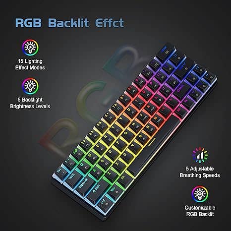 Tezarre TK63 Pro 60%Gaming Mechanical Wireless Keyboard RGB Backlit 4